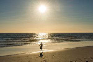 Sunset at the beach in Costa da Caparica Portugal