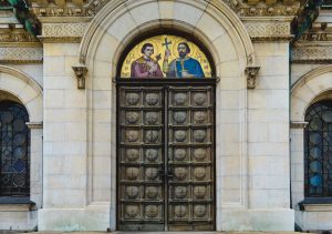 Door of the Alexander Nevski Cathedral in Sofia Bulgaria