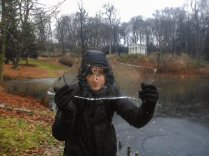 Chunck of a frozen lake in Lazienki Park Warsaw