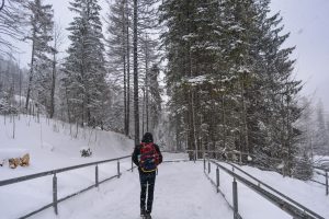 Rui in the middle of snow storm on the Tatry mountains in Poland