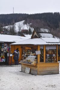 The market in Zakopane is filled with traditional products including delicious cheese