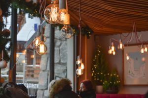 Warm cozy cafe in Zakopane on a cold Winter day