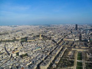 Paris as seen from the Eiffel Tower, the city blooms during the Spring