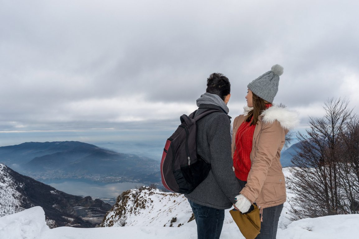 The Two Find a Way couple at the top of the mountains in the North of Italy