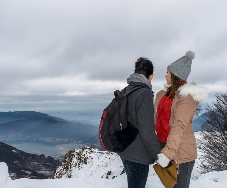 The Two Find a Way couple at the top of the mountains in the North of Italy