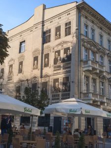 Detailed Street Art Mural over a restaurant in Lodz Poland