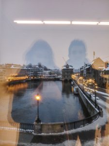 Reflection in a museum window in Zurich Switzerland