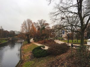 Historic Opera House on an Autumn day near the park in Riga Latvia