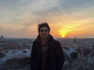 Rui and a beautiful sunset in Vilnius Lithuania