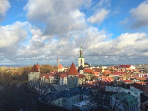 View to a cloudy Tallinn in Estonia