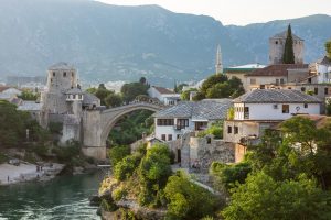 Beautiful and memorable sunset over Mostar