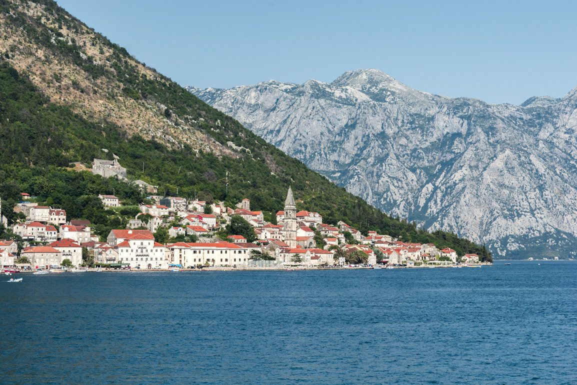 View to Perast as seen from the small island of Our Lady of the Rocks