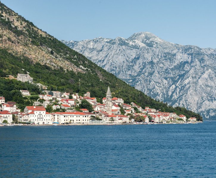 View to Perast as seen from the small island of Our Lady of the Rocks