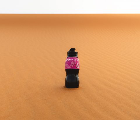 Water-to-Go bottle in the desert