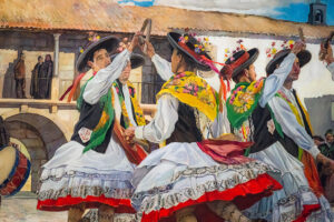 A painting of the Pauliteiros de Miranda, a big part of Mirandese culture